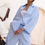Thumbnail: Light blue Iris Pants with pocket and drawstring waist, styled casually