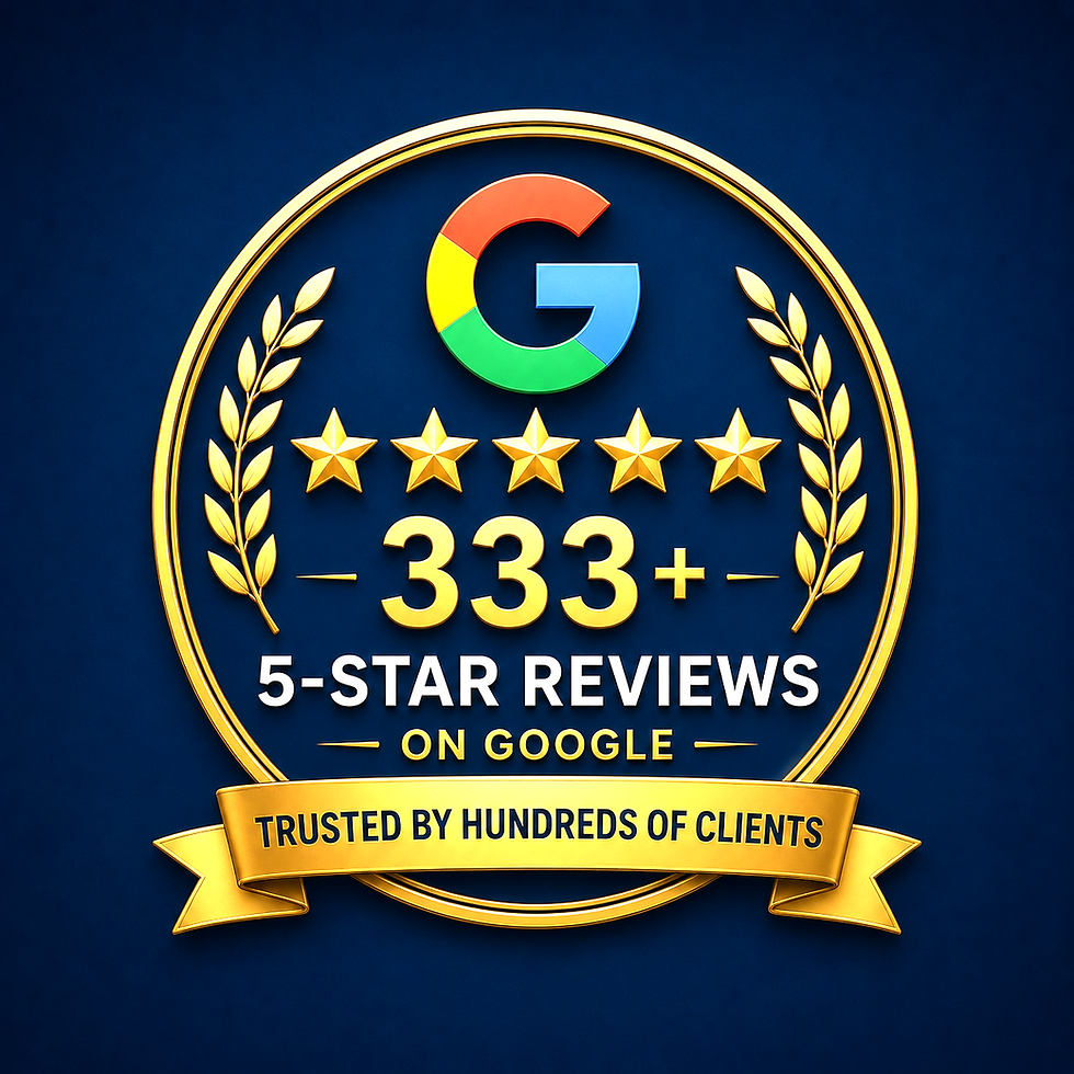 Google 5-star rating, 333+ client reviews