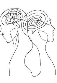 Mental health image of 2 people with tangled minds