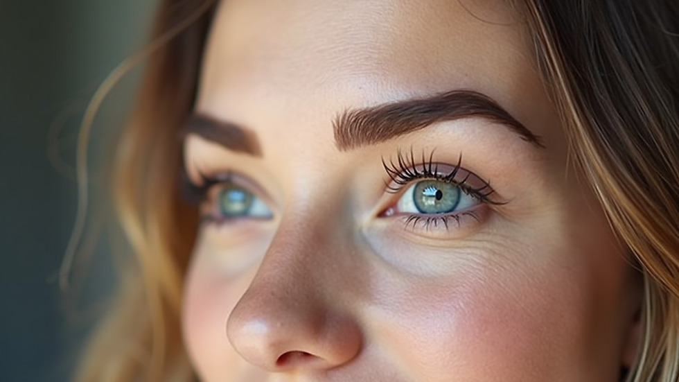 Close-up view of perfectly shaped eyebrows with natural arch
