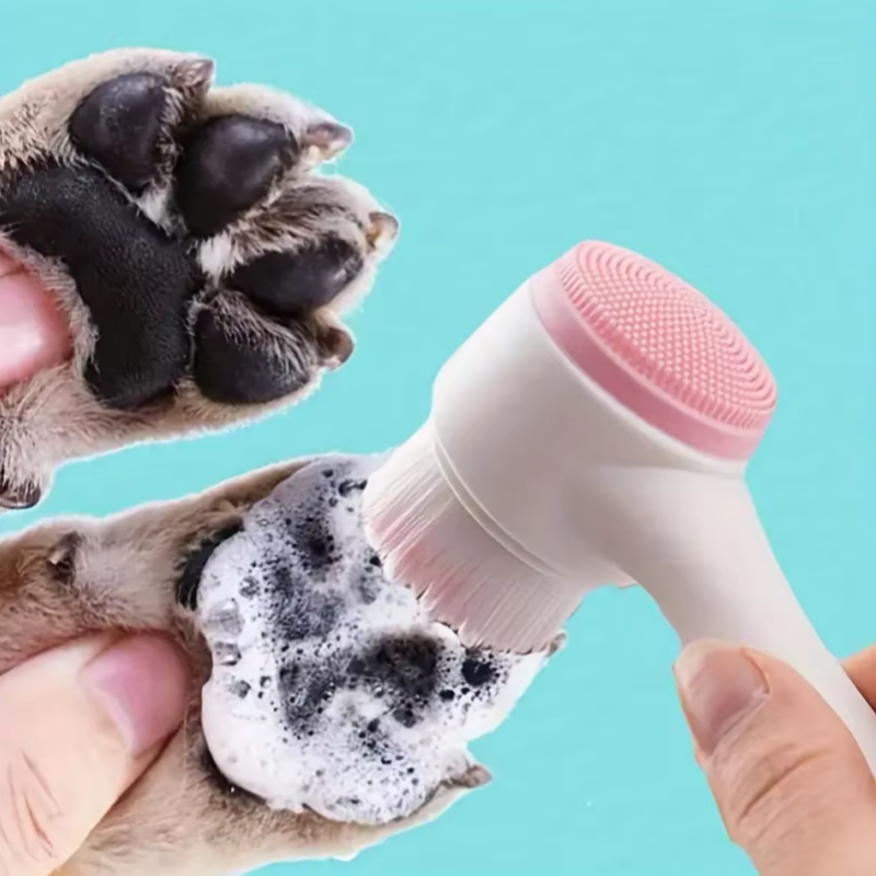 Pet Paw Cleaner & Massage Brush - Dual-Sided Dog Grooming Tool