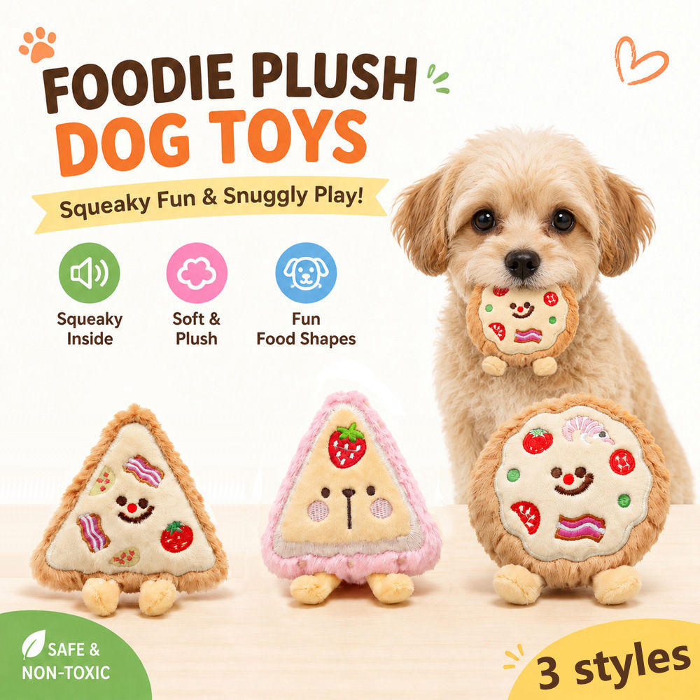 Squeaky Plush Dog Toys Cute Food Shape Soft Chew Toys for Small Dogs Puppies Non
