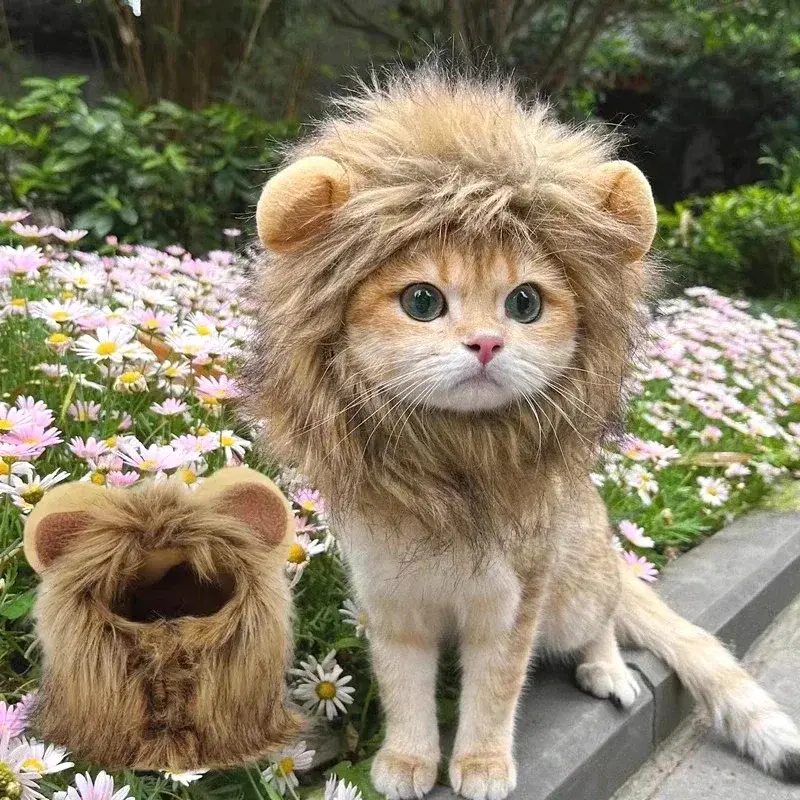 Pet Costume Cute Lion Mane Cat Wig Hat