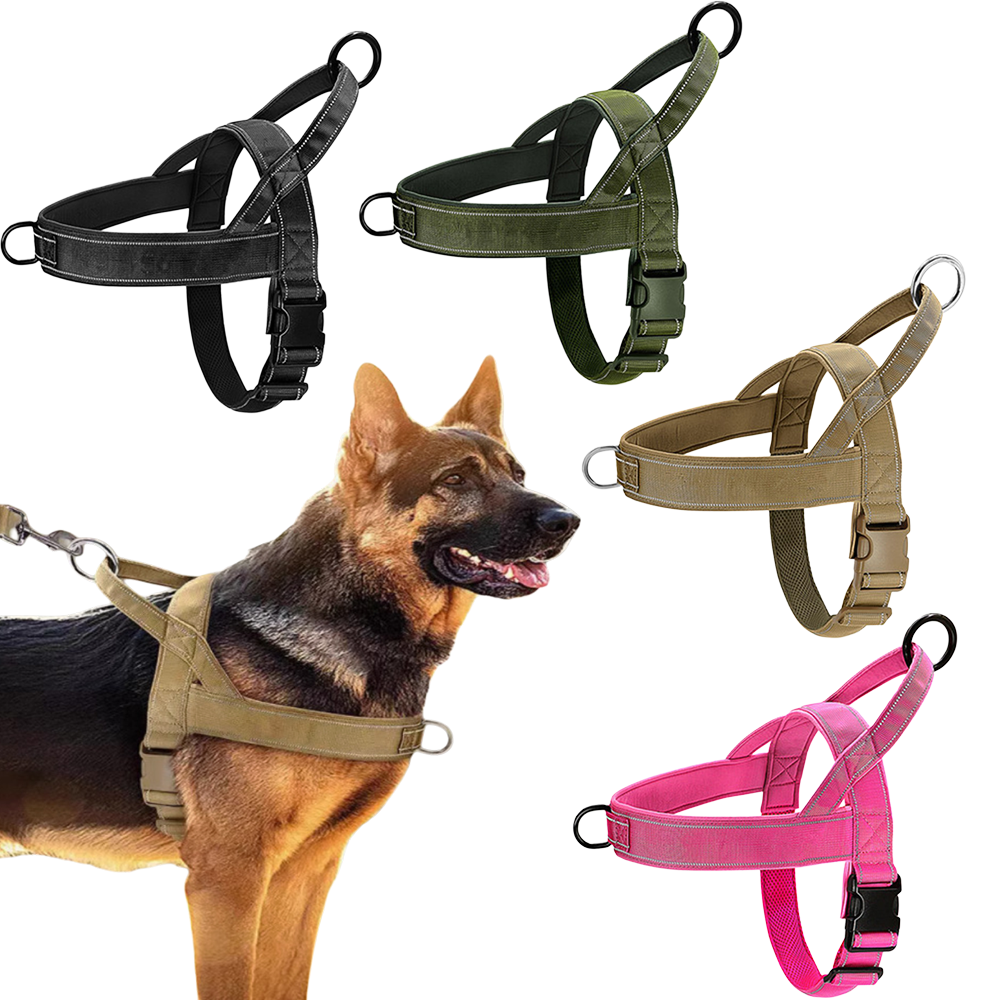 Tactical Anti-Pull Dog Harness - 1000D Nylon Adjustable for Large Dogs, Outdoor