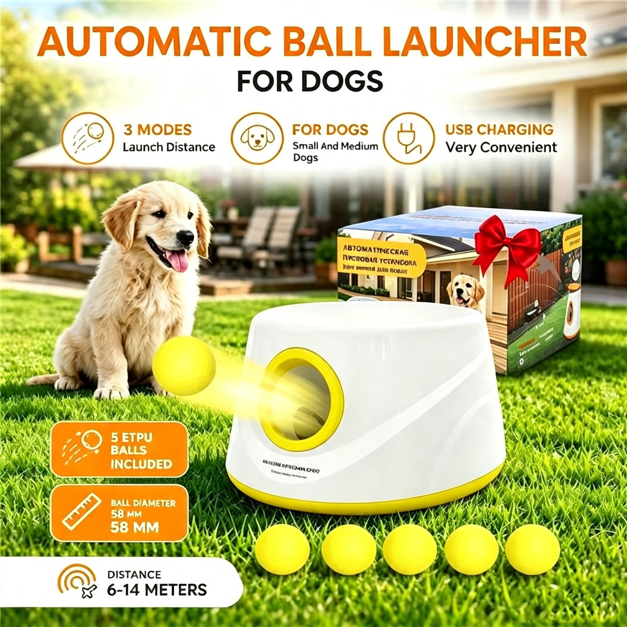 Next-Gen Automatic Dog Ball Launcher, Interactive Dog Tennis Ball Thrower