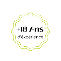 Badge mettant en avant plus de 18 ans d'expérience de la Clinique Vivance en soins esthétiques et bien-être.