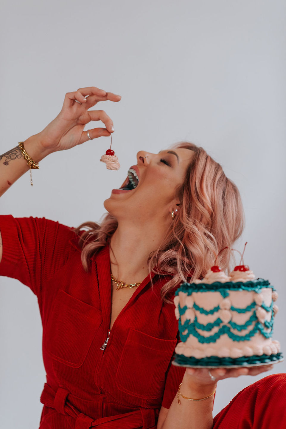 woman eating a cherry