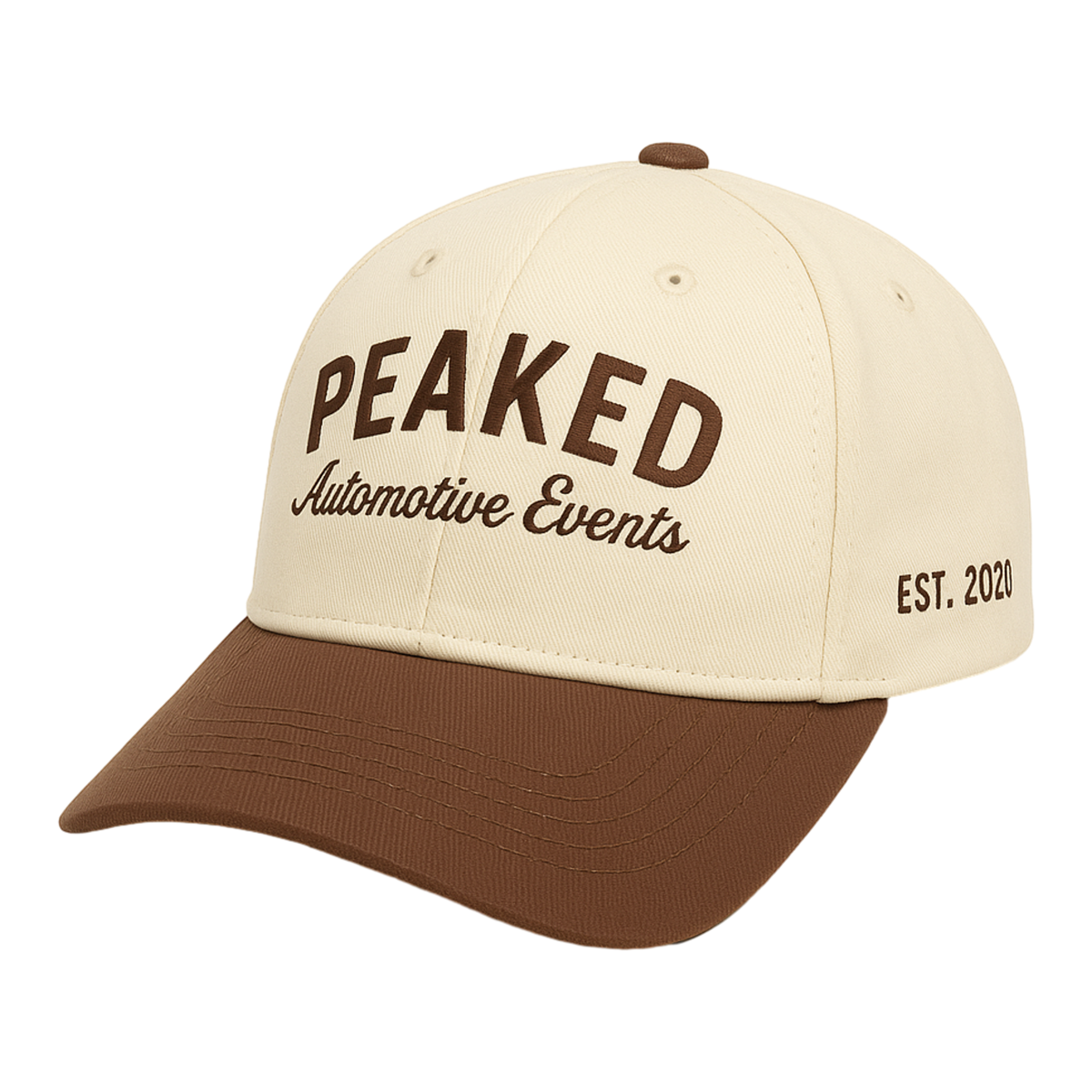 Peaked Automotive Events Embroidered Brown Hat