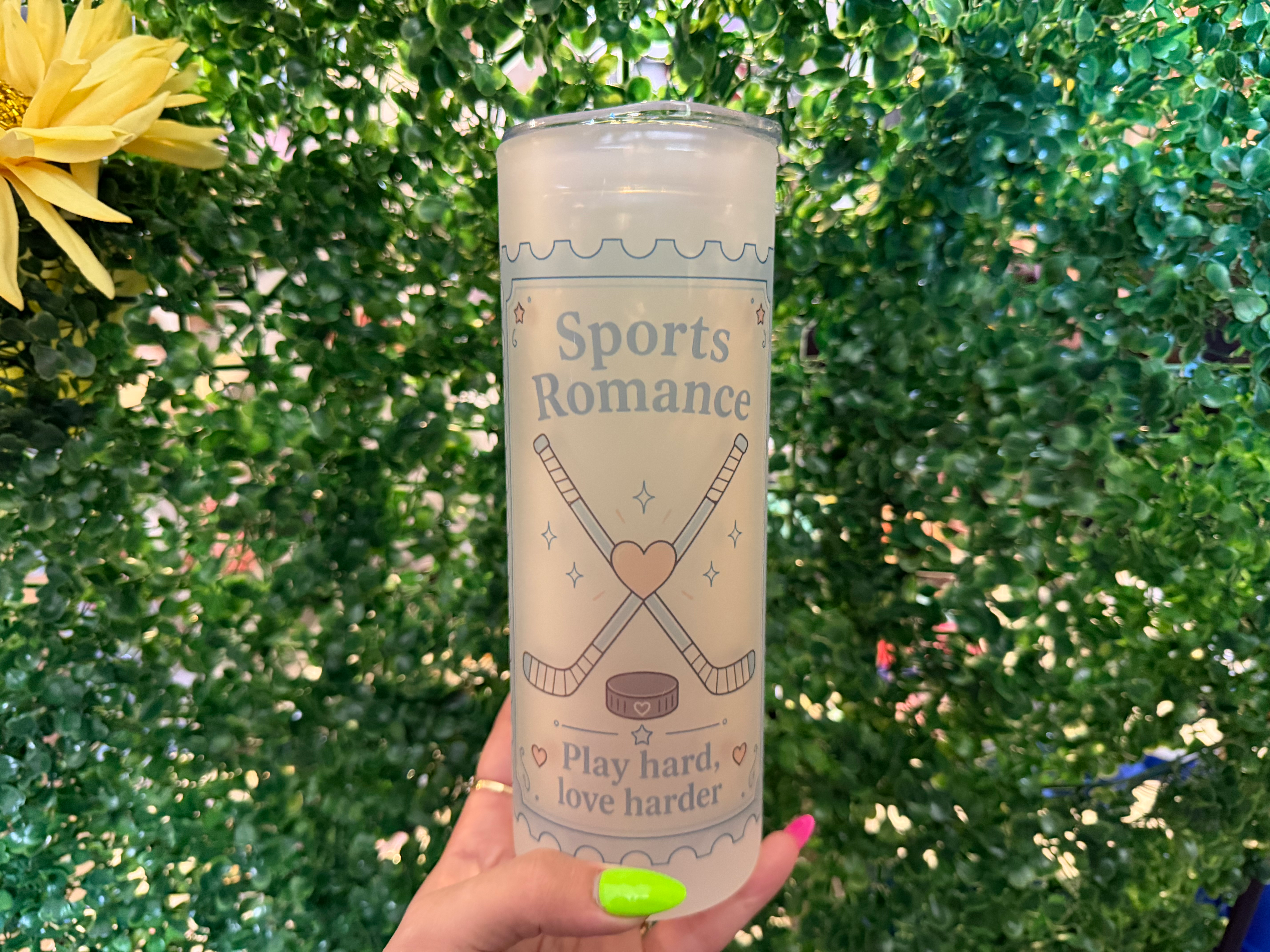 sports romance (25 oz glass tumbler)