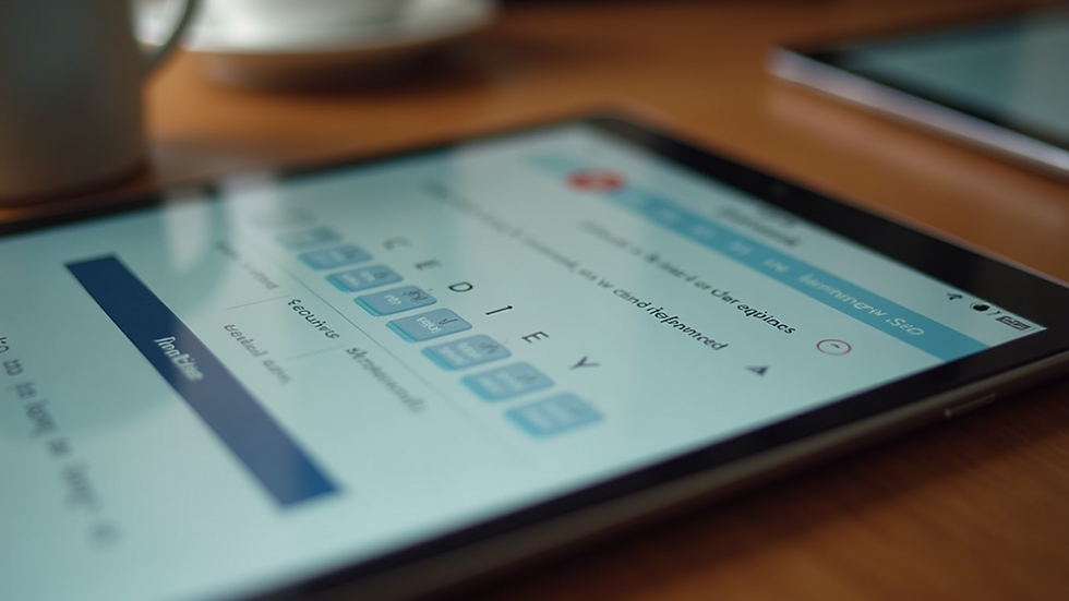 Close-up of a tablet displaying a German language learning app