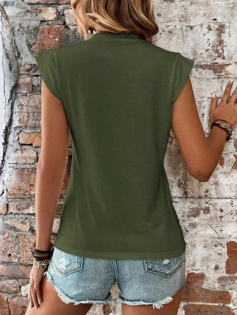 Thumbnail: Women'S Plain round Neck Batwing Sleeve Tee, Casual Cap Sleeve T-Shirt for Summe