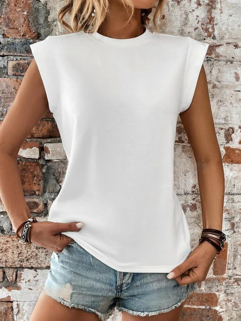 Thumbnail: Women'S Plain round Neck Batwing Sleeve Tee, Casual Cap Sleeve T-Shirt for Summe