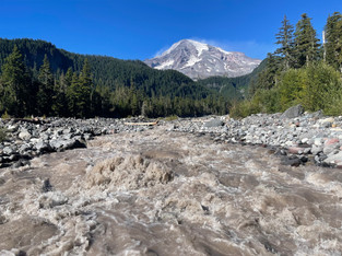 mount rainier national park flowing river snow melt washington