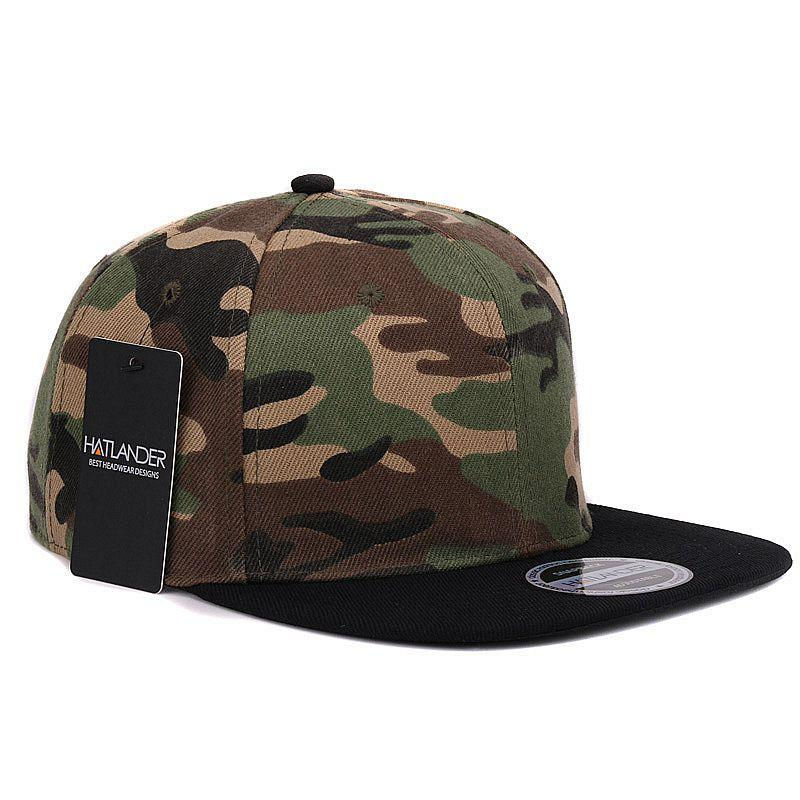 Thumbnail: HATLANDER Camouflage Snapback Polyester Cap Blank Flat Camo Baseball Cap With No
