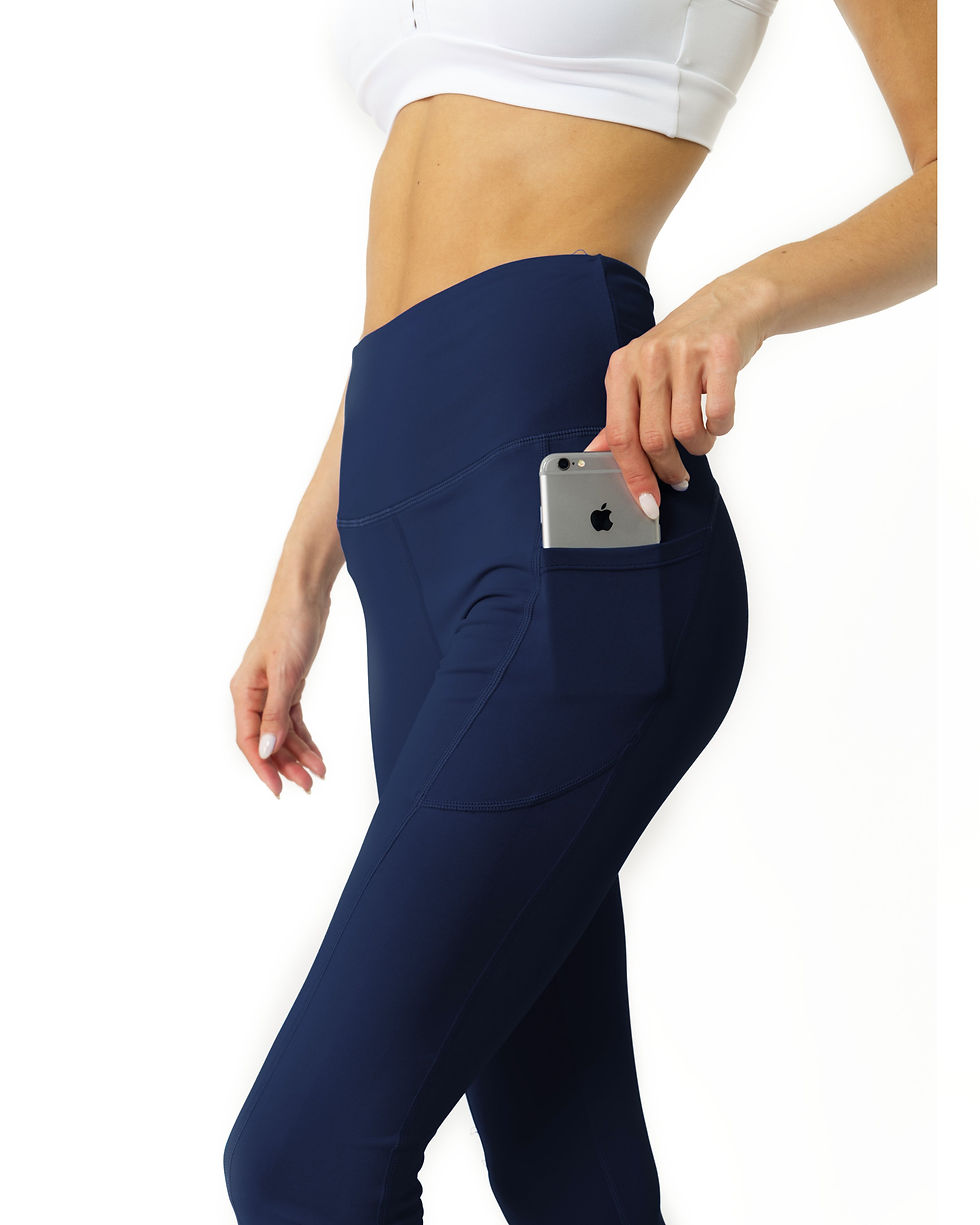 Thumbnail: High Waisted Yoga Leggings - Navy Blue