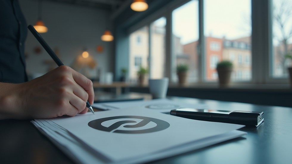 Close-up of a logo design process