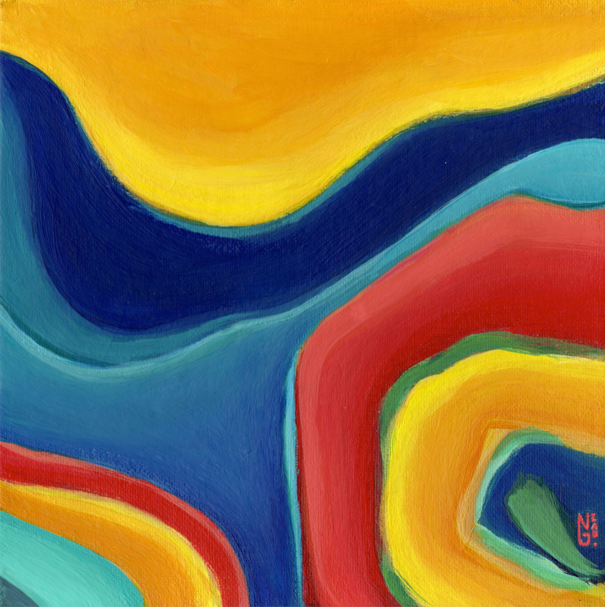 Peinture abstraite, acrylique sur carton entoilé