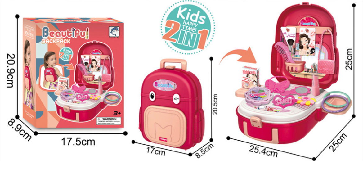 Փոքրիկ ուսապարկ վարսահարդարման պարագաններով