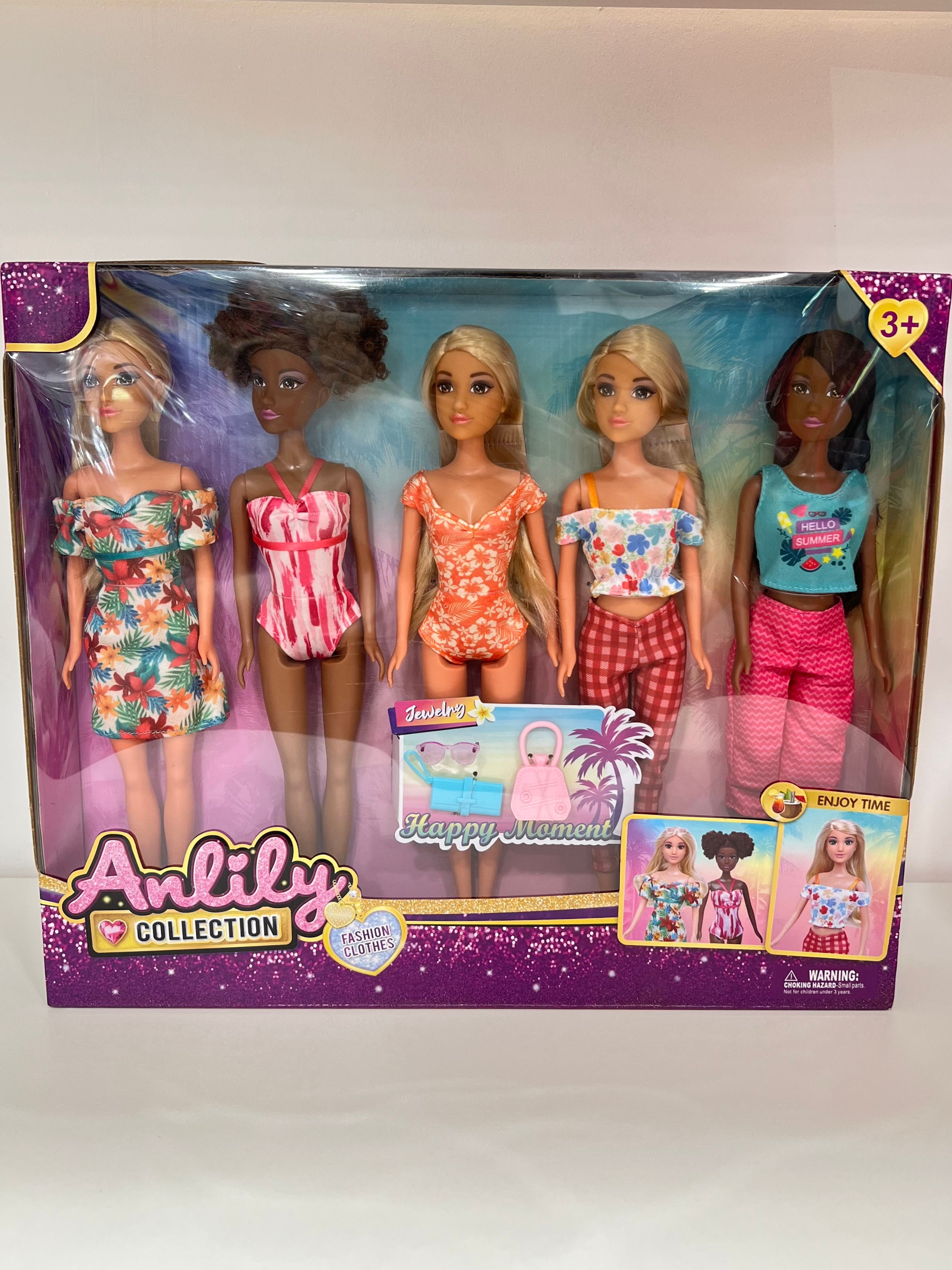 Anlily տիկնիկների հավաքածու ծավափնյա հագուստներով