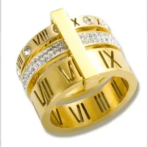 Miniatura: Beaded Band Ring with Zirconia – Water-Resistant Stainless Steel
