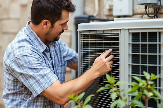 HVAc technician replacing an air conditioning system energy-efficient unit
