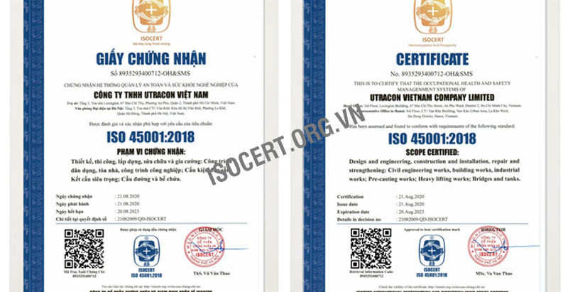 Chứng chỉ ISO 45001 2018