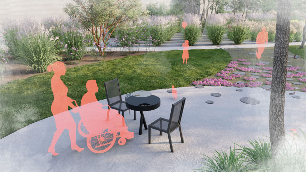 terapeutická zahrada, návrh terapetické zahrady, návrh zahrady, vojenská nemocnice