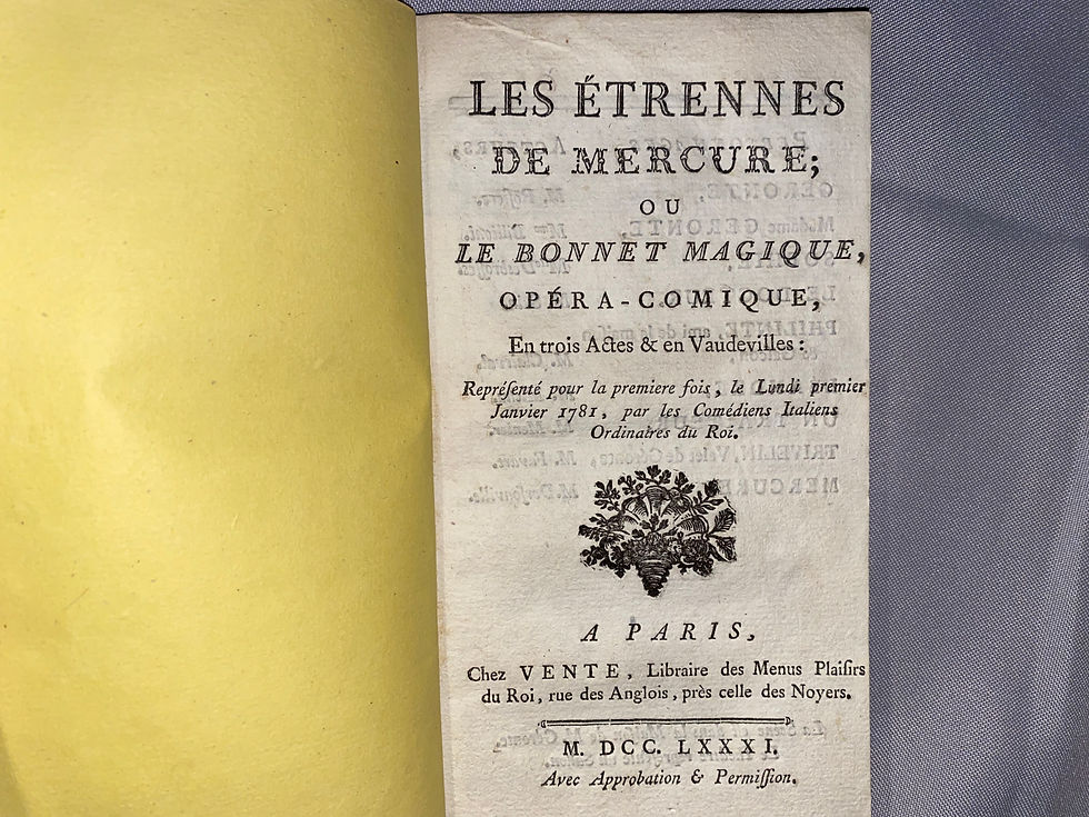 Piis & Barré: Les étrennes de Mercure, ou Le bonnet magique 1781