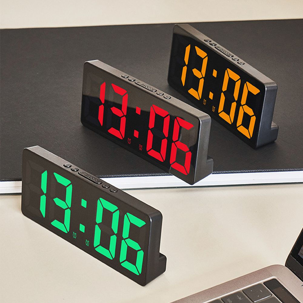 Creative Number Clock Color Nightlight Temperature Calendar Alarm Clock LED Larg