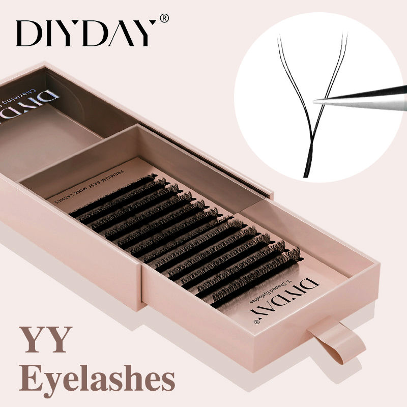 DIYDAY YY Shaped Eyelash Extension C D Curl Faux Mink Lashes Wholesale YY Shape