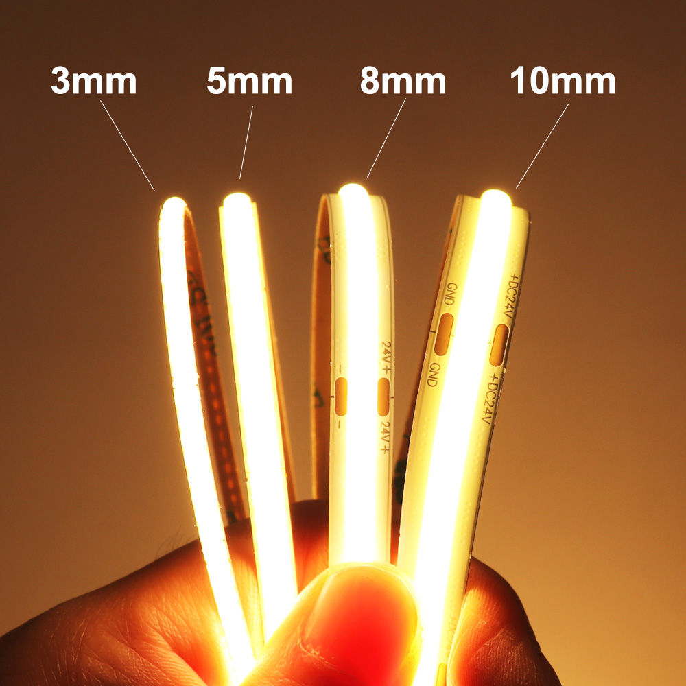3mm 5mm 8mm COB LED Strip 12V 24V Dimmable Tape LED Ice Blue Yellow Red Green Pi