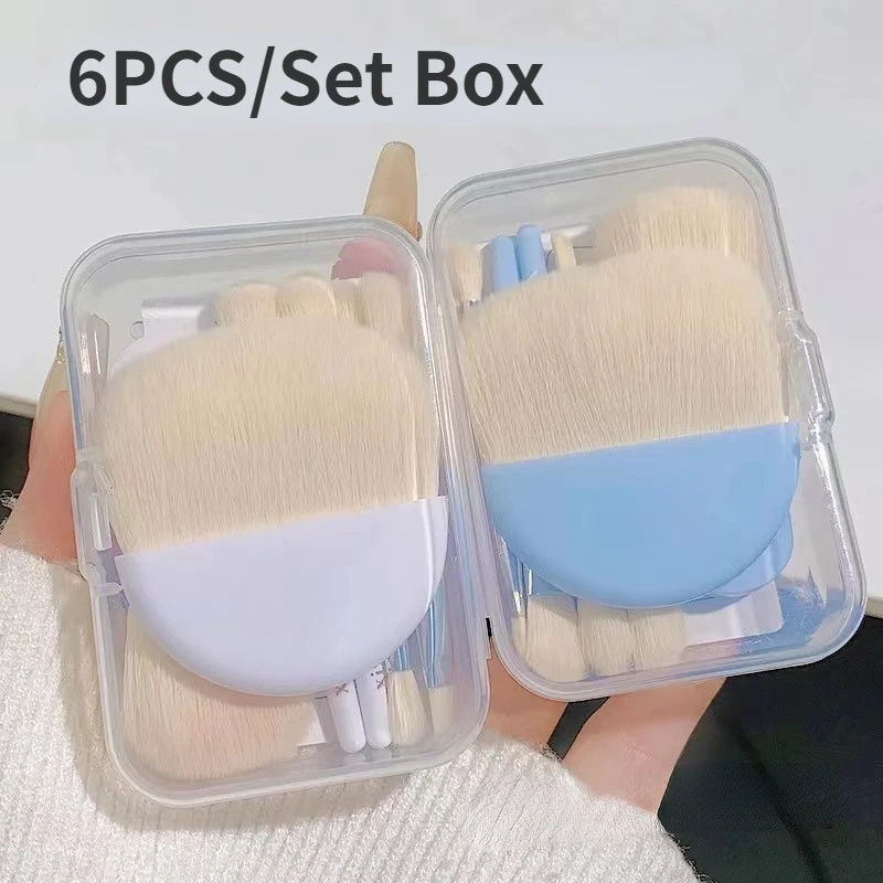 6Pcs Mini Makeup Brushes Set With Box Portable Cosmetic Powder Foundation Blush