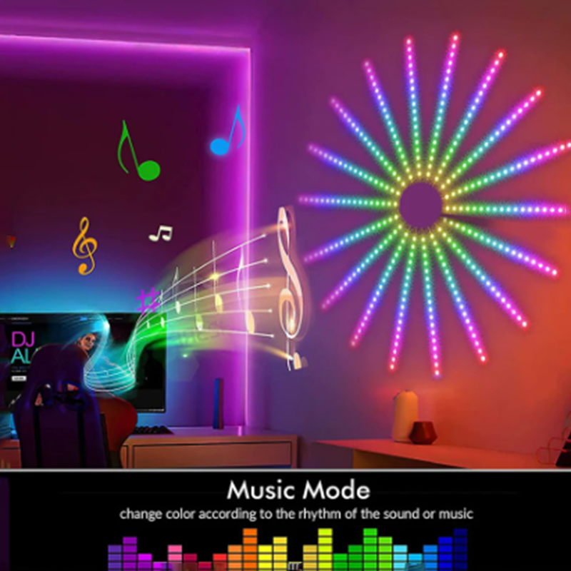 5V RGB Firework Strip Light LED Bluetooth 24key Remote Control USB WS2812 Changi