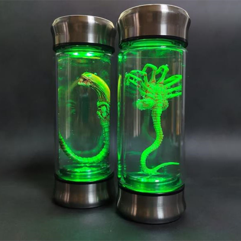 Alien Glow Jar Xenomorph Specimen Facehugger Embryo Glass Jar Movie Prop Replica