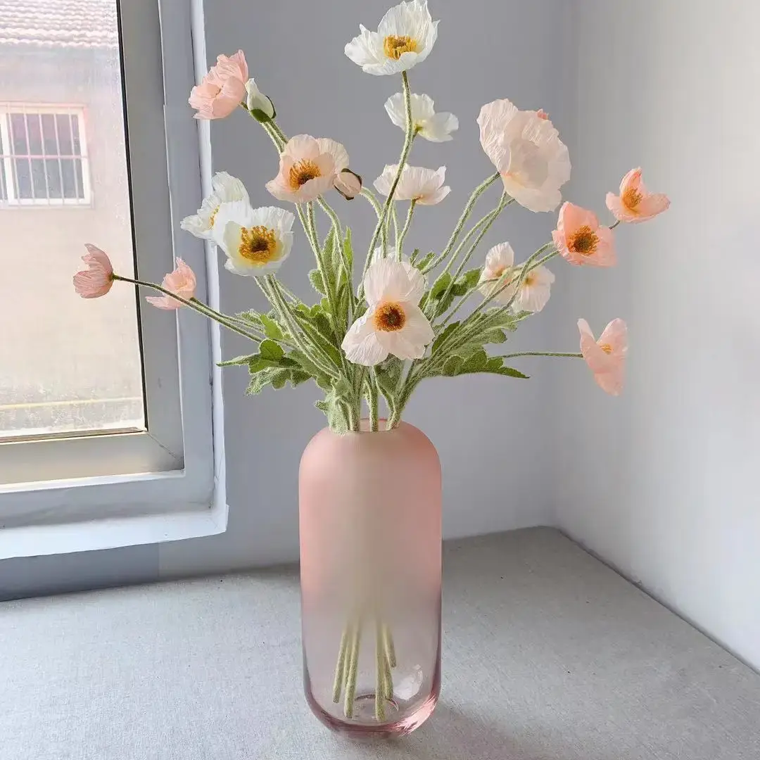 4 Head Artificial Flowers Bouquet Poppy Fake Flowers For Home Decor Garden Party