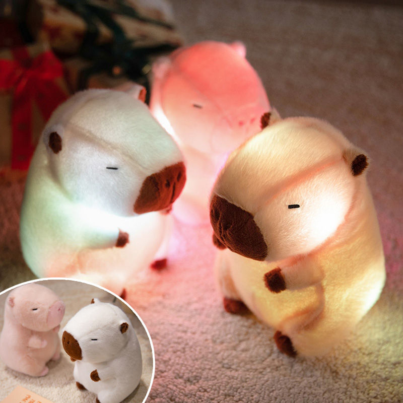 25cm Cute Light Capybara Plush Toy Kids Bedside Capibara Stuffed Baby Animals Do