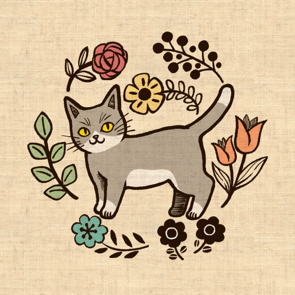 猫と花D