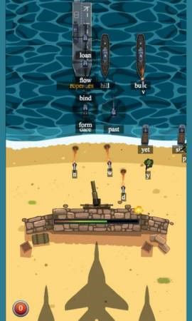 Une capture du jeu de mots « Defend the Beach »
