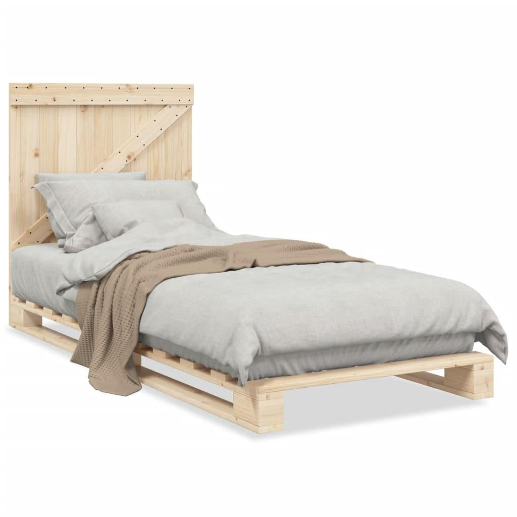 vidaXL Bed Frame with Headboard 90x200 cm Solid Wood Pine