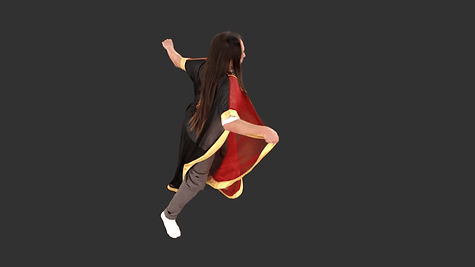Dancer Kenji Matsunaga wearing a flowing top and dancing in volumetric as the camera pans around him