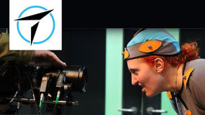 A motion capture actor looking into the camera with a snarl