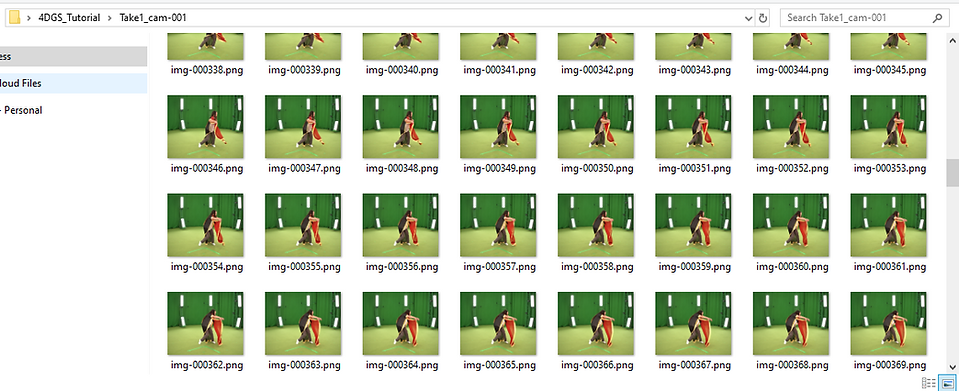 File folder example with sequential images visible