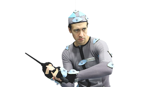 Mocap actor holding sword