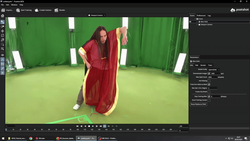 Dancer in a window of PostShot, in a volumetric gaussian splat example