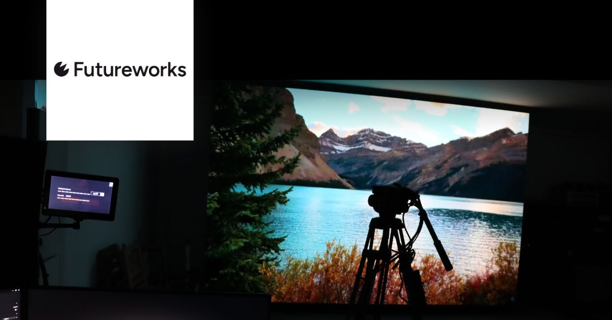 virtual production volume with a tripod facing