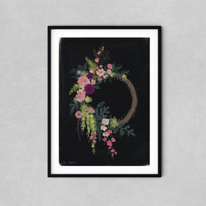 botanical floral wreath art print