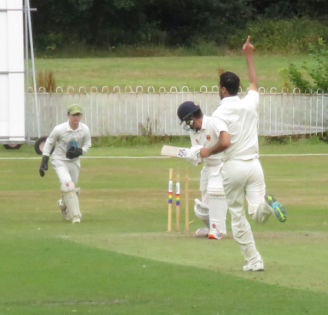 A wicket for Huzaifa Zubair