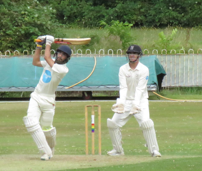 A six from Huzaifa Zubai in his score of 41