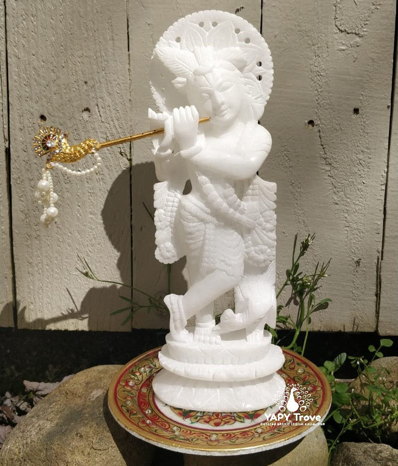 Handcrafted White Marble Shri Krishna Idol/Murti