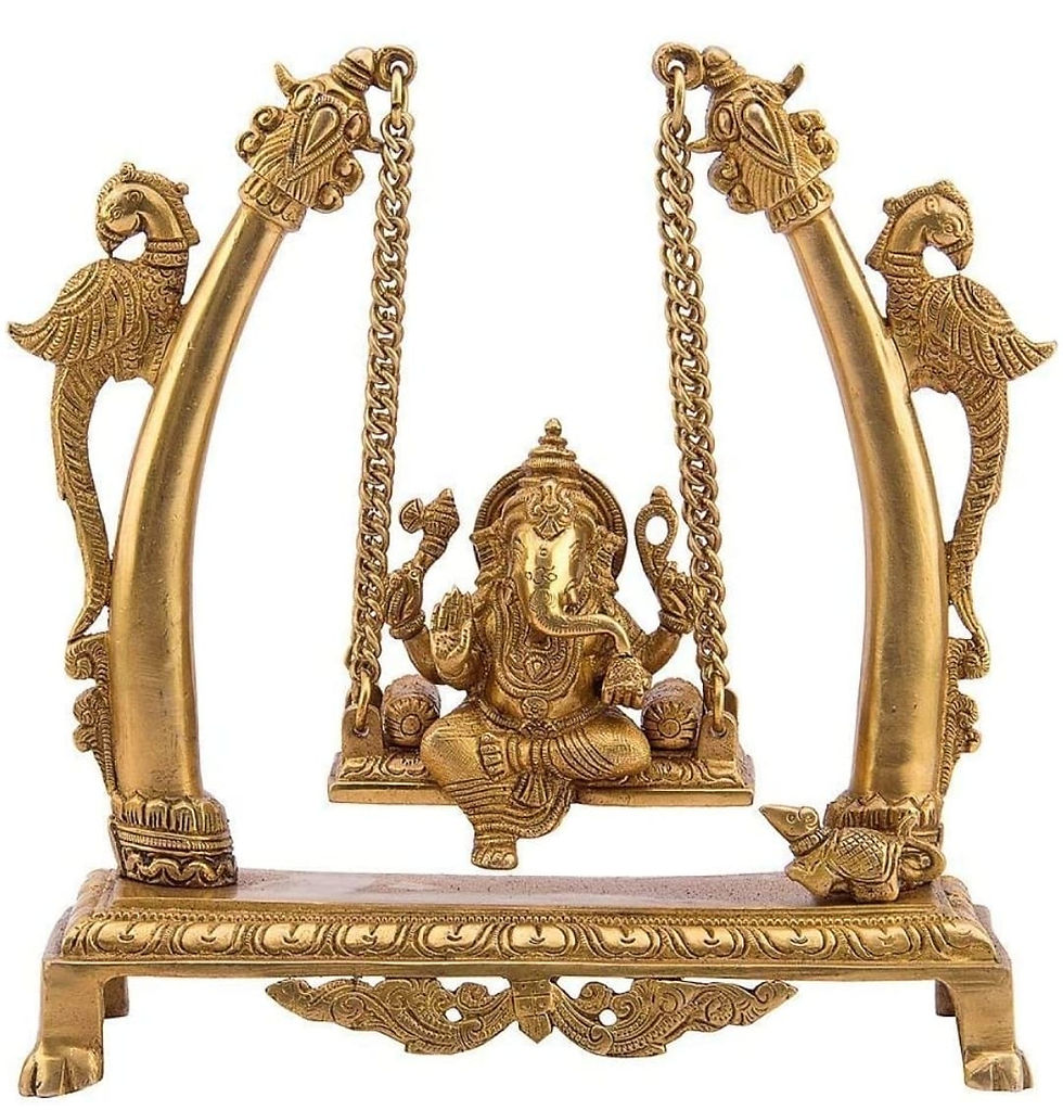 Ganesha on a Swing & Two Peacocks